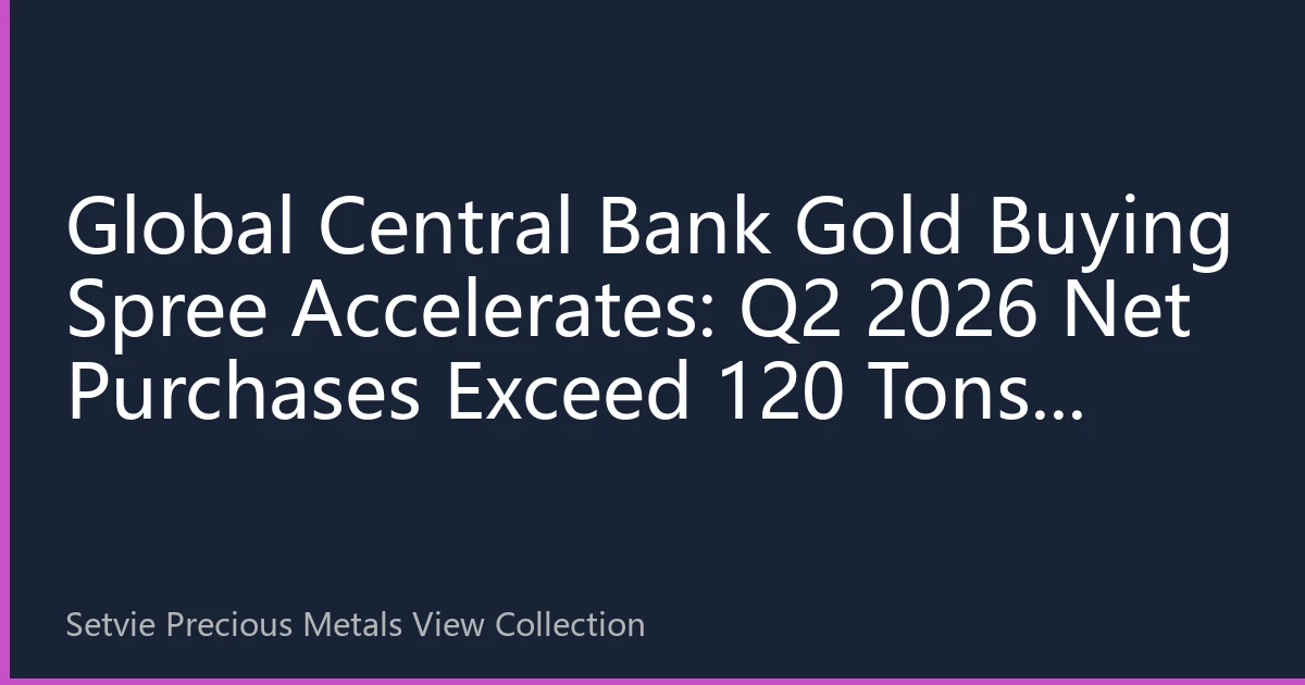 Global Central Bank Gold Buying Spree Accelerates: Q2 2026 Net Purchases Exceed 120 Tons, Asian Demand Share Surpasses 60% for the First Time