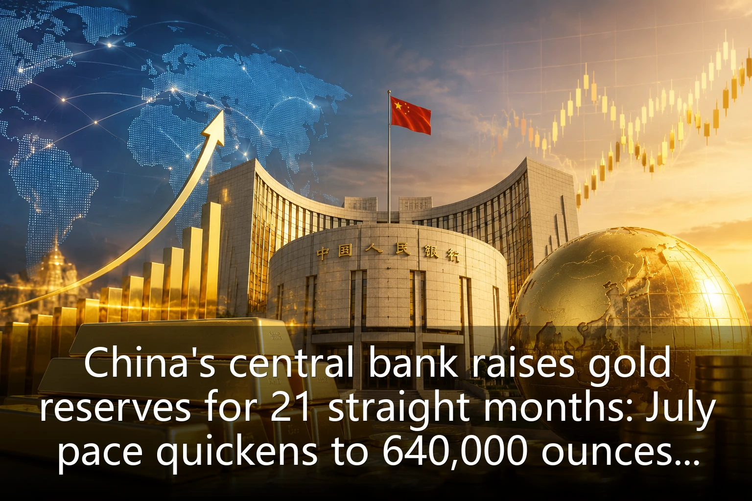 China's central bank raises gold reserves for 21 straight months: July pace quickens to 640,000 ounces; global central banks' Q2 net gold purchases hit record 289 tonnes