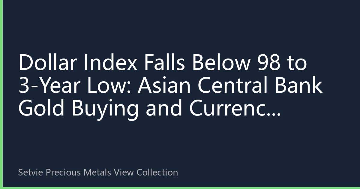 Dollar Index Falls Below 98 to 3-Year Low: Asian Central Bank Gold Buying and Currency Anchor Reset Reopen Gold Allocation Window